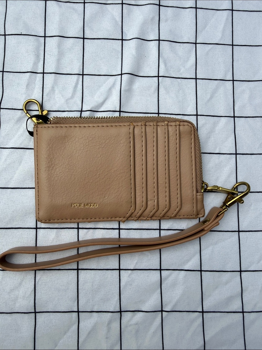 Pixie Mood Tan Leather Card Wallet Wristlet